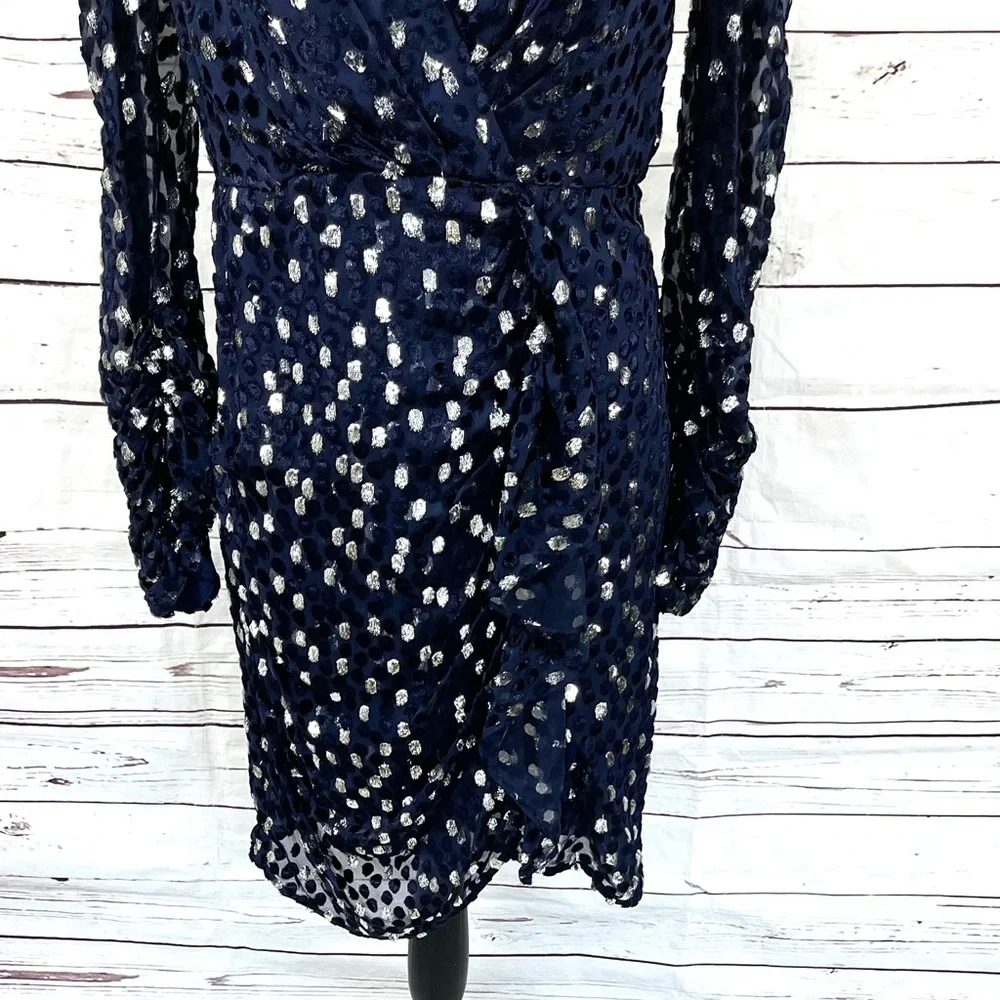 Kate Spade New‎ York Women's Velvet Dress Celestial Blue Scatter Dot Size 6